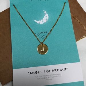 Gold Metal Circle Letter J Stamp Coin Necklace